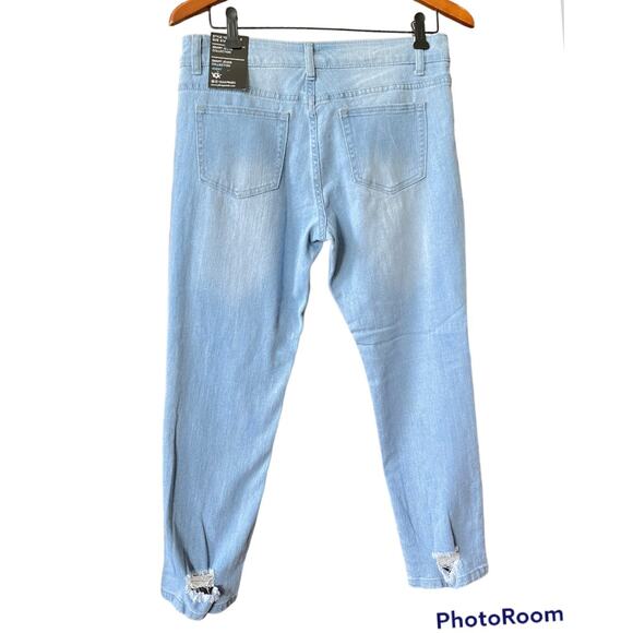 YDX Smart Jeans Casual Stretchy Ripped Cropped Pants - Picture 2 of 5